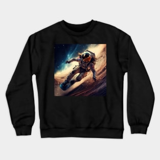 woman astronaut racing in extreme sport cosmic punk space Crewneck Sweatshirt